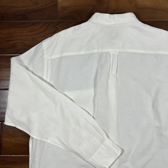 Peter Millar Men's Size XL Solid White Linen Cotton Silk Button Up Shirt - Picture 9 of 11